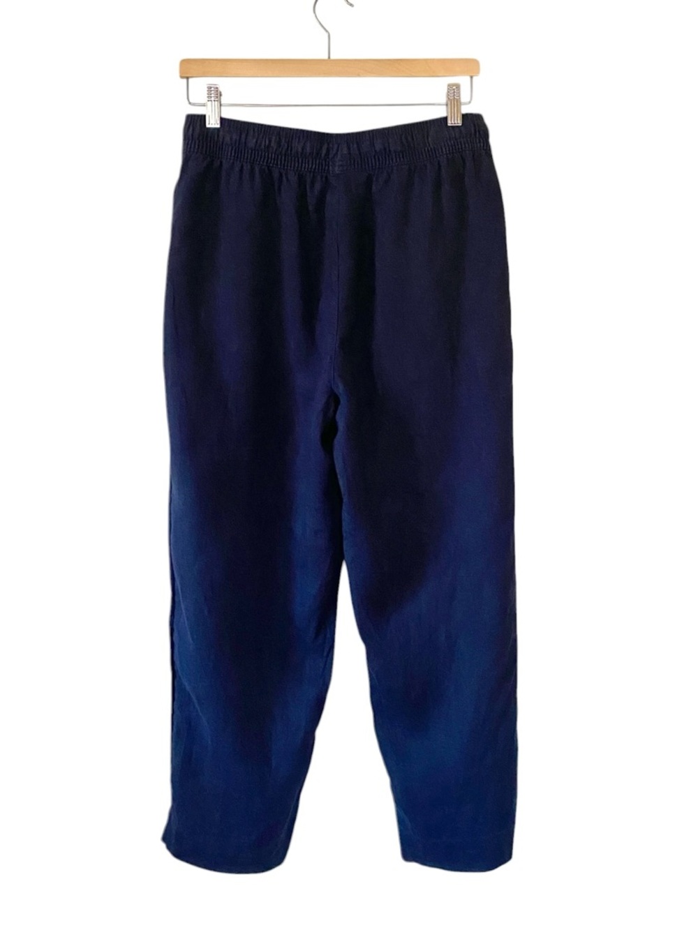 Sigrid Olsen 100% Linen Navy Blue Pull-On Ankle Pants Beachy Casual Effortless M - Picture 4 of 7